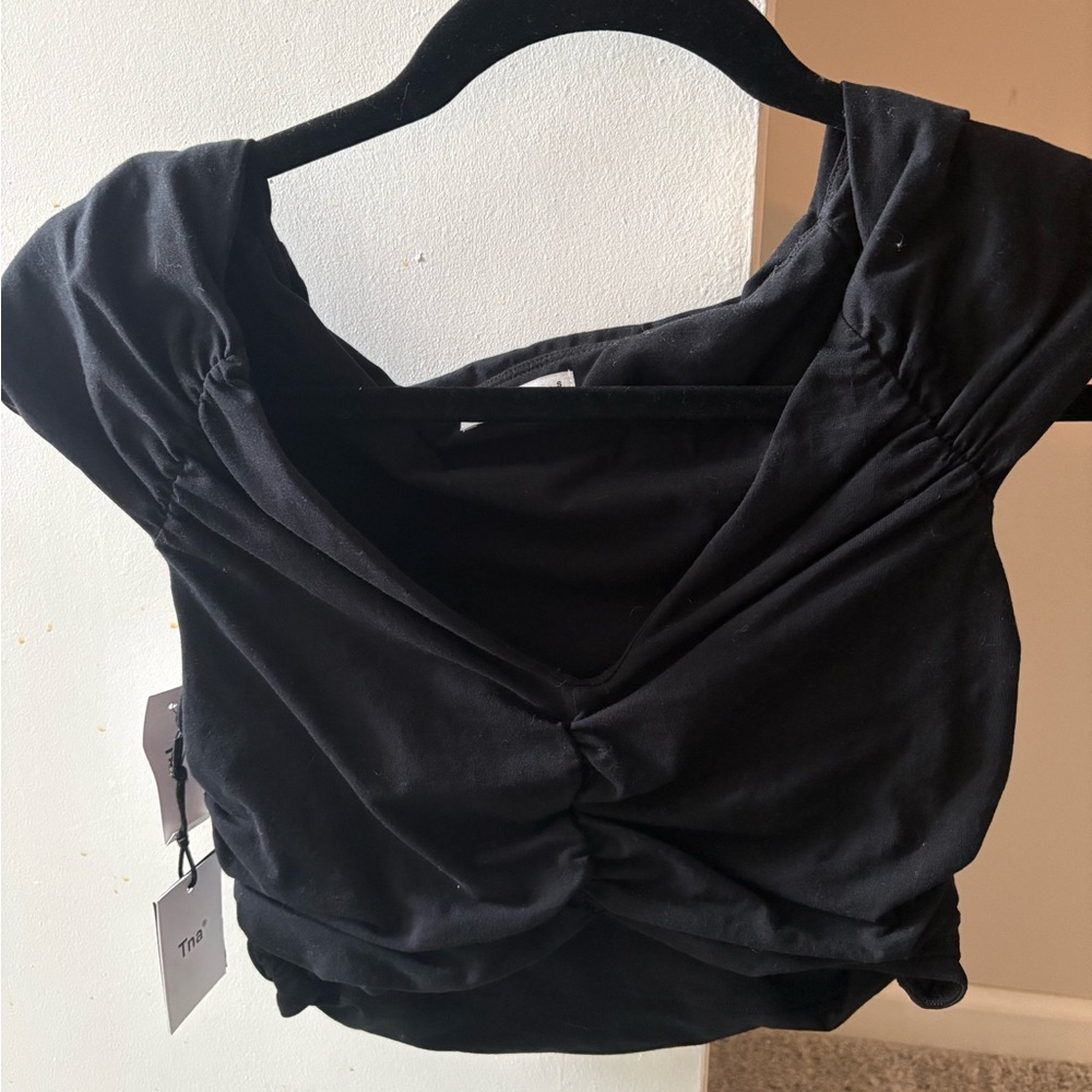 TNA Black Twist Crop Top